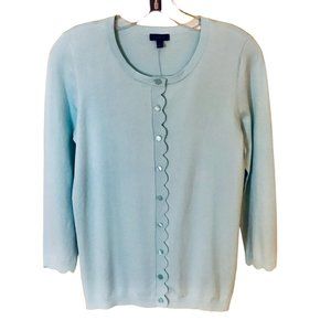 3/$20 NWT Talbots Pastel Turquoise Scalloped edge Cardigan XS